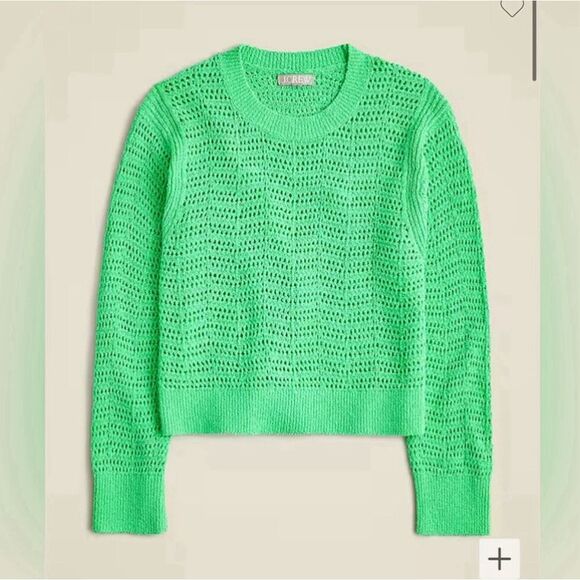 J.Crew Sweaters - J.Crew Pointelle Crewneck Sweatshirt Open Knit Green Size XS